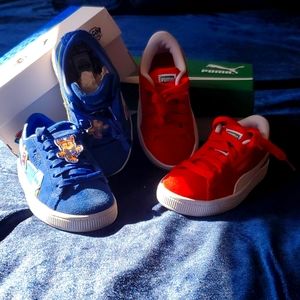 Little kids puma sneakers. Size- 10.5, Colors- red and blue. Only worn once.